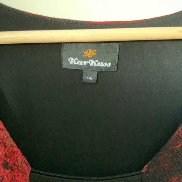 Karkass - 🇨🇦 Canadian designer - Long sleeves velvety black and red dress - Picture 3 of 7